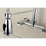 Concord Double-Handle 2-Hole Wall-Mount Pre-Rinse Bridge Kitchen Faucet