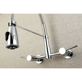 Concord Double-Handle 2-Hole Wall-Mount Pre-Rinse Bridge Kitchen Faucet