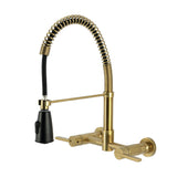 Continental Double-Handle Wall-Mount Pre-Rinse Bridge Kitchen Faucet