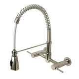 Concord Double-Handle 2-Hole Wall-Mount Pre-Rinse Bridge Kitchen Faucet