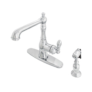 American Classic Single-Handle 2-or-4 Hole Deck Mount Kitchen Faucet with Brass Side Sprayer