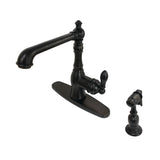 American Classic Single-Handle 2-or-4 Hole Deck Mount Kitchen Faucet with Brass Sprayer