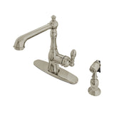 American Classic Single-Handle 2-or-4 Hole Deck Mount Kitchen Faucet with Brass Sprayer