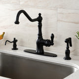 American Classic Single-Handle 2-or-4 Hole Deck Mount Kitchen Faucet with Brass Sprayer