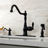 American Classic Single-Handle 2-or-4 Hole Deck Mount Kitchen Faucet with Brass Sprayer