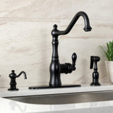 American Classic Single-Handle 2-or-4 Hole Deck Mount Kitchen Faucet with Brass Sprayer