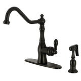 American Classic Single-Handle 2-or-4 Hole Deck Mount Kitchen Faucet with Brass Sprayer