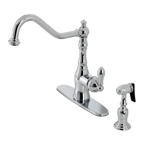 American Classic Single-Handle 2-or-4 Hole Deck Mount Kitchen Faucet with Brass Side Sprayer