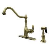 American Classic Single-Handle 2-or-4 Hole Deck Mount Kitchen Faucet with Brass Sprayer