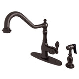 American Classic Single-Handle 2-or-4 Hole Deck Mount Kitchen Faucet with Brass Sprayer