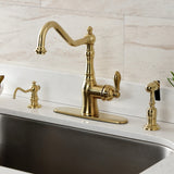 American Classic Single-Handle 2-or-4 Hole Deck Mount Kitchen Faucet with Brass Sprayer