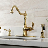 American Classic Single-Handle 2-or-4 Hole Deck Mount Kitchen Faucet with Brass Sprayer