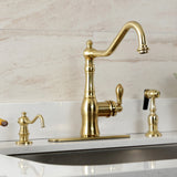 American Classic Single-Handle 2-or-4 Hole Deck Mount Kitchen Faucet with Brass Sprayer