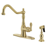 American Classic Single-Handle 2-or-4 Hole Deck Mount Kitchen Faucet with Brass Sprayer