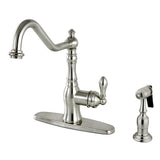 American Classic Single-Handle 2-or-4 Hole Deck Mount Kitchen Faucet with Brass Sprayer