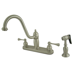 Heritage Two-Handle 4-Hole 8" Centerset Kitchen Faucet with Side Sprayer