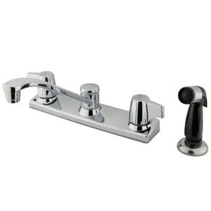 Two-Handle 4-Hole 8" Centerset Kitchen Faucet with Side Sprayer