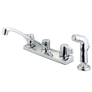 Two-Handle 4-Hole 8" Centerset Kitchen Faucet with Side Sprayer