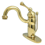 Victorian One-Handle 1-Hole Bathroom Faucet with Deck Plate and Pop-Up Drain