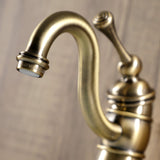 Victorian One-Handle 1-Hole Bathroom Faucet with Deck Plate and Pop-Up Drain