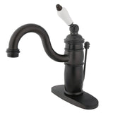 Victorian One-Handle 1-Hole Bathroom Faucet with Deck Plate and Pop-Up Drain