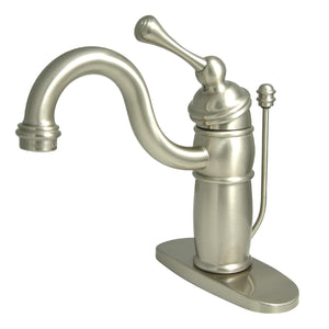 Victorian One-Handle 1-Hole Bathroom Faucet with Deck Plate and Pop-Up Drain