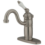 Victorian One-Handle 1-Hole Bathroom Faucet with Deck Plate and Pop-Up Drain