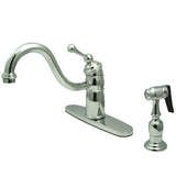 Victorian Single-Handle 2-or-4 Hole Deck Mount Kitchen Faucet with Brass Side Sprayer