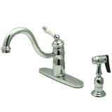 Victorian Single-Handle 2-or-4 Hole Deck Mount Kitchen Faucet with Brass Side Sprayer