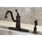 Victorian Single-Handle 2-or-4 Hole Deck Mount Kitchen Faucet with Brass Side Sprayer