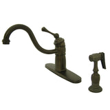 Victorian Single-Handle 2-or-4 Hole Deck Mount Kitchen Faucet with Brass Side Sprayer