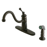 Georgian Single-Handle 2-or-4 Hole Deck Mount Kitchen Faucet with Side Sprayer