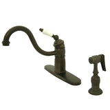 Victorian Single-Handle 2-or-4 Hole Deck Mount Kitchen Faucet with Brass Side Sprayer