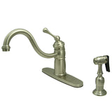 Victorian Single-Handle 2-or-4 Hole Deck Mount Kitchen Faucet with Brass Side Sprayer