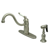 Victorian Single-Handle 2-or-4 Hole Deck Mount Kitchen Faucet with Brass Side Sprayer