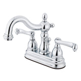 Heritage Double-Handle 3-Hole Deck Mount 4-Inch Centerset Bathroom Faucet with Pop-Up Drain