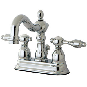 Tudor Double-Handle 3-Hole Deck Mount 4-Inch Centerset Bathroom Faucet with Pop-Up Drain