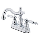 Heritage Double-Handle 3-Hole Deck Mount 4-Inch Centerset Bathroom Faucet with Pop-Up Drain