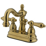 Heritage Double-Handle 3-Hole Deck Mount 4-Inch Centerset Bathroom Faucet with Brass Pop-Up