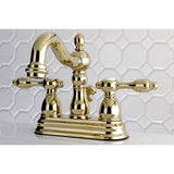 Tudor Double-Handle 3-Hole Deck Mount 4-Inch Centerset Bathroom Faucet with Pop-Up Drain