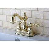 Tudor Double-Handle 3-Hole Deck Mount 4-Inch Centerset Bathroom Faucet with Pop-Up Drain