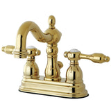 Tudor Double-Handle 3-Hole Deck Mount 4-Inch Centerset Bathroom Faucet with Pop-Up Drain