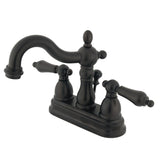 Heritage Double-Handle 3-Hole Deck Mount 4-Inch Centerset Bathroom Faucet with Brass Pop-Up