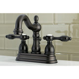 Tudor Double-Handle 3-Hole Deck Mount 4-Inch Centerset Bathroom Faucet with Pop-Up Drain