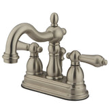 Heritage Double-Handle 3-Hole Deck Mount 4-Inch Centerset Bathroom Faucet with Brass Pop-Up