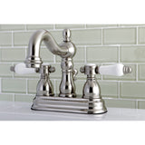 Bel-Air Double-Handle 3-Hole Deck Mount 4-Inch Centerset Bathroom Faucet with Pop-Up Drain