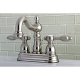 Tudor Double-Handle 3-Hole Deck Mount 4-Inch Centerset Bathroom Faucet with Pop-Up Drain