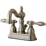 Tudor Double-Handle 3-Hole Deck Mount 4-Inch Centerset Bathroom Faucet with Pop-Up Drain