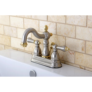 Heritage Double-Handle 3-Hole Deck Mount 4-Inch Centerset Bathroom Faucet with Pop-Up Drain