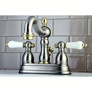 Heritage Double-Handle 3-Hole Deck Mount 4-Inch Centerset Bathroom Faucet with Pop-Up Drain